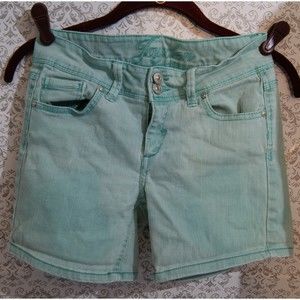 dELiA*s Sz Jr 3/4 Jayden Shorts Teal Sea Foam Chino Cotton Spandex 2 Button